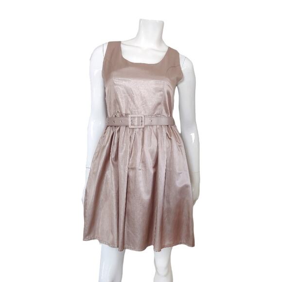 YA Juniors Metallic Champagne Party Dress Size M Simple A-line Basic Prom - Picture 3 of 11